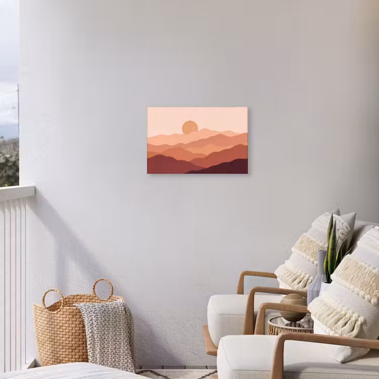 Natuur - Heuvels - Abstract - Modern - Oranje Tuinposter op houten frame 2 cm dik klein -sfeer1