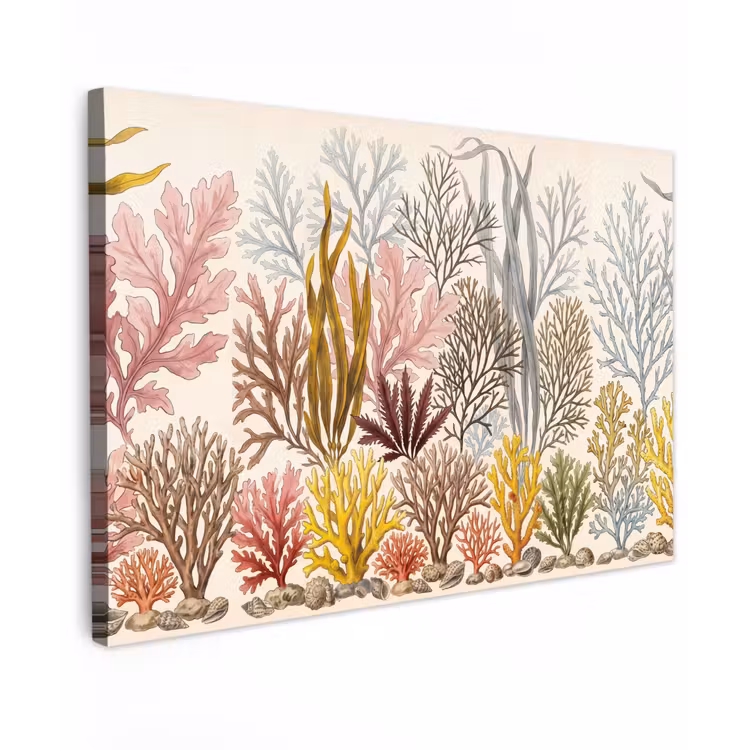 Natuur - Onderwater - Botanisch - Vintage - Kleurrijk Tuinposter op houten frame 2 cm dik klein -3d