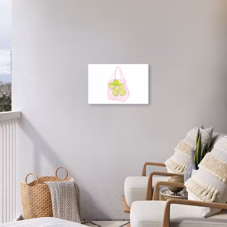 Netzakje - Roze - Illustratie - Limoenen Tuinposter op houten frame 2 cm dik klein -sfeer1