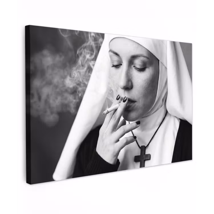 Non - Roken - Portret - Zwart - Wit - Rebels Tuinposter op houten frame 2 cm dik klein -3d