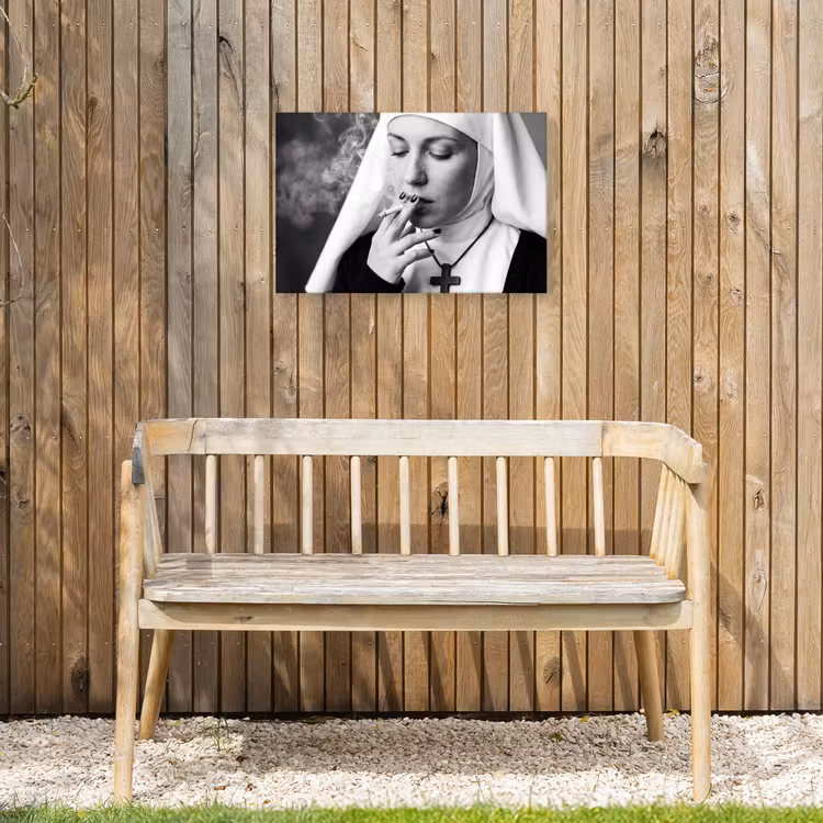 Non - Roken - Portret - Zwart - Wit - Rebels Tuinposter op houten frame 2 cm dik klein -sfeer4