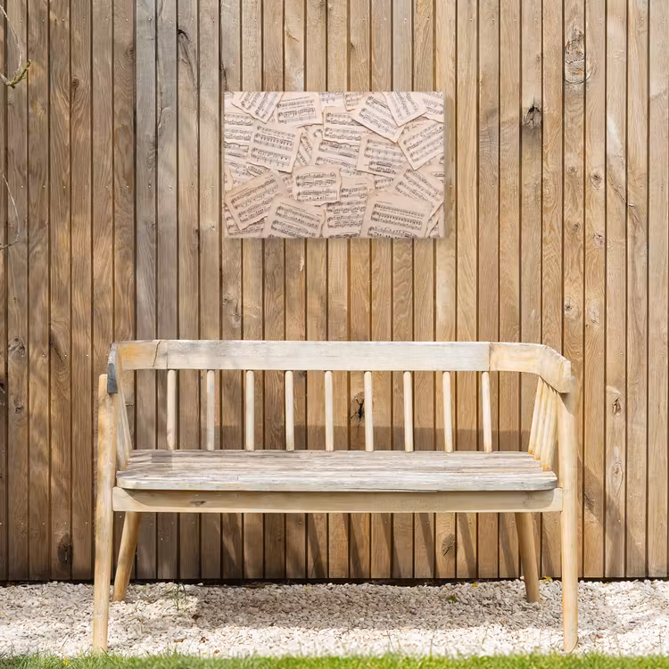 Bladmuziek - Oud - Noten - Vintage - Beige Tuinposter op houten frame 2 cm dik klein -sfeer4