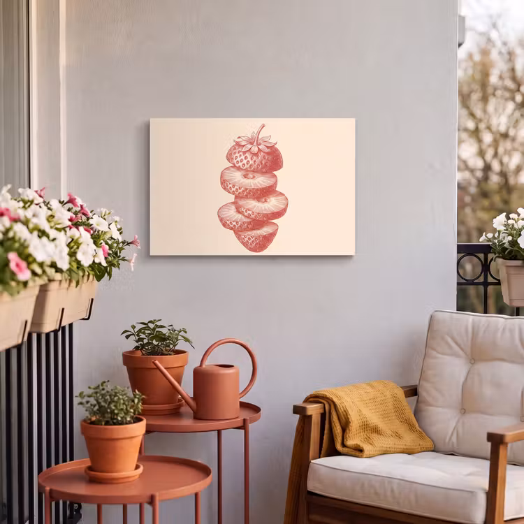 Fruit - Gesneden - Illustratie - Rood - Vintage Tuinposter op houten frame 2 cm dik klein -sfeer1