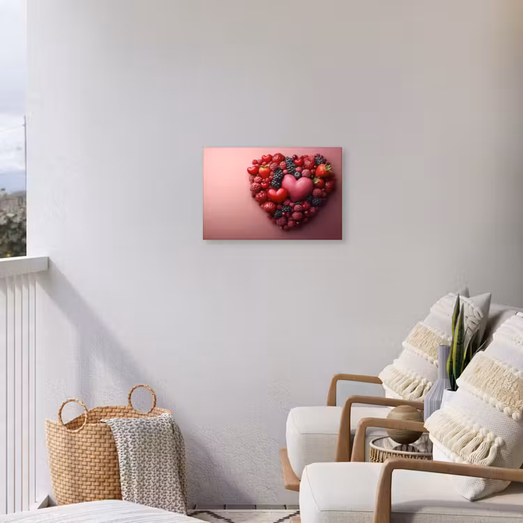 Fruit - Hartjes - Aardbeien - Frambozen - Bosbessen Tuinposter op houten frame 2 cm dik klein -sfeer1