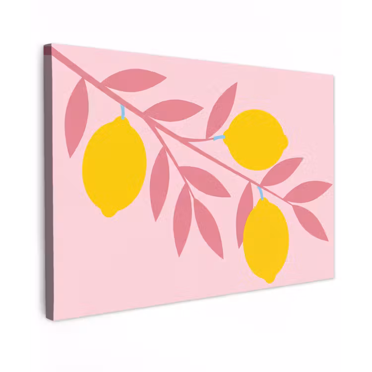 Fruit - Tak - Natuur - Abstract - Roze Tuinposter op houten frame 2 cm dik klein -3d