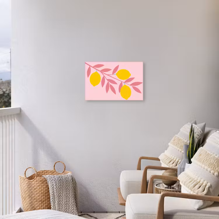 Fruit - Tak - Natuur - Abstract - Roze Tuinposter op houten frame 2 cm dik klein -sfeer1