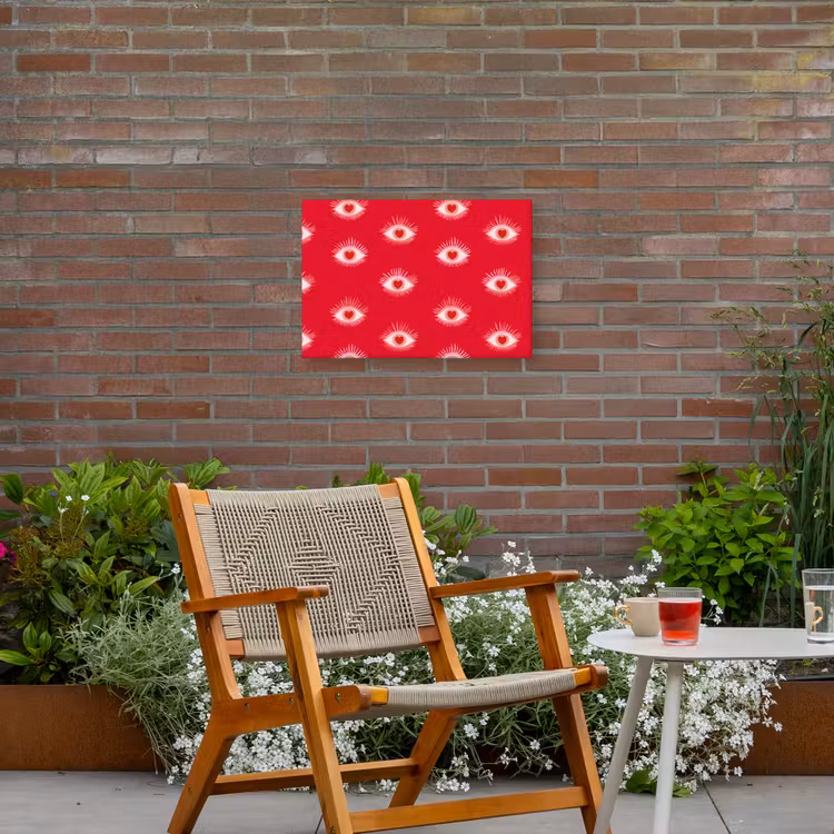 Ogen - Hart - Abstract - Rood - Roze Tuinposter op houten frame 2 cm dik klein 845 -sfeer3
