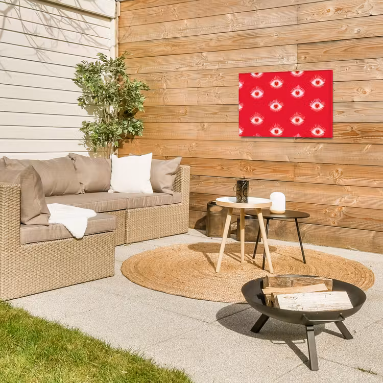 Ogen - Hart - Abstract - Rood - Roze Tuinposter op houten frame 2 cm dik klein 845 -sfeer2
