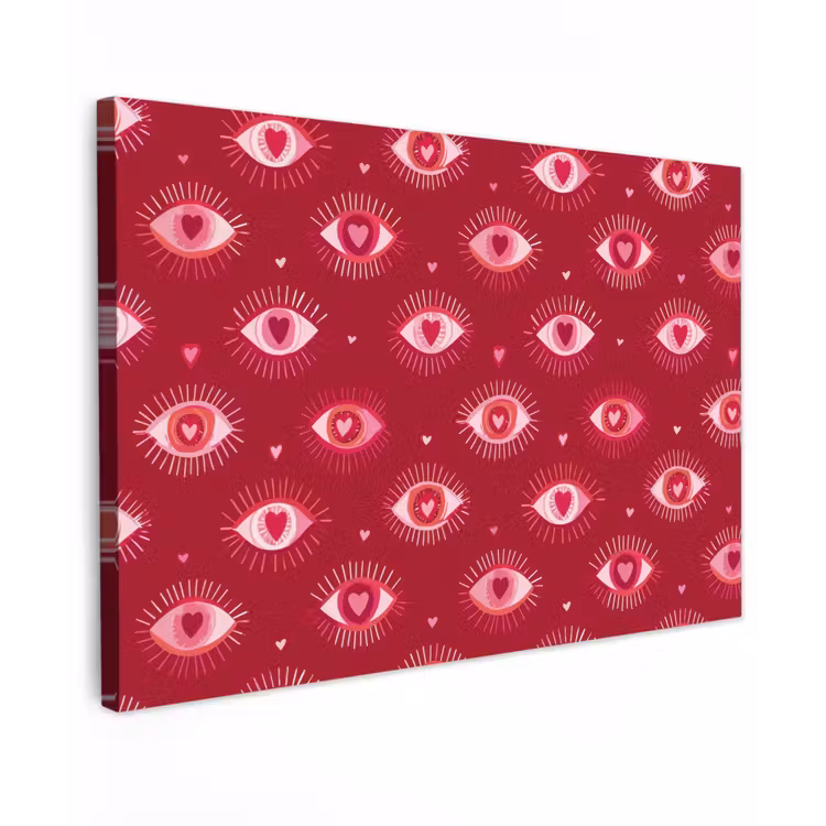 Ogen - Patroon - Roze - Donkerrood Tuinposter op houten frame 2 cm dik klein 845 -3d