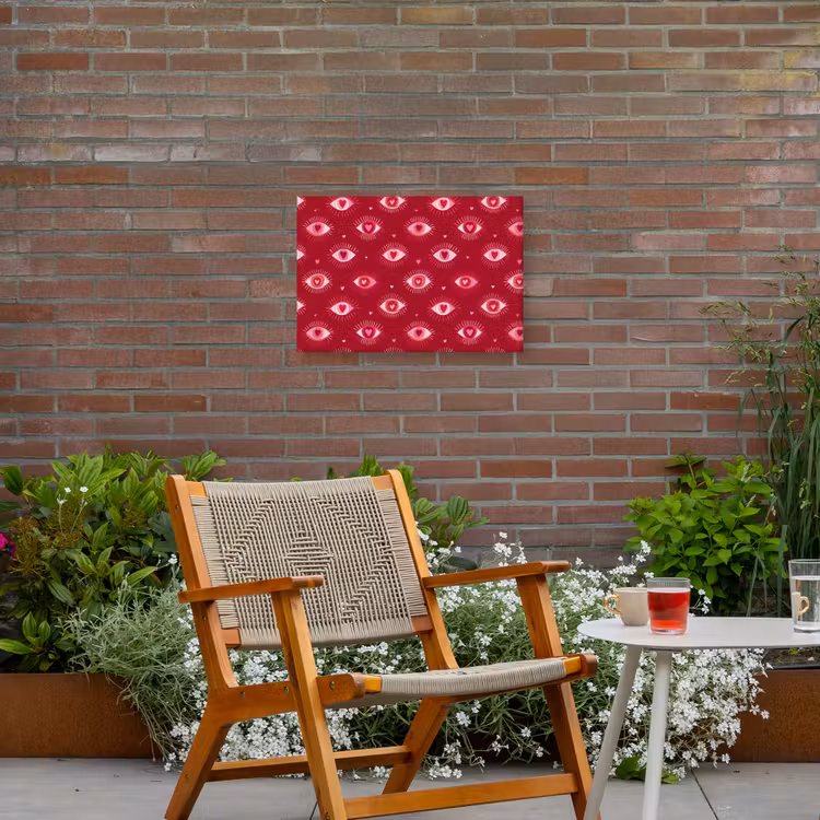 Ogen - Patroon - Roze - Donkerrood Tuinposter op houten frame 2 cm dik klein 845 -sfeer3