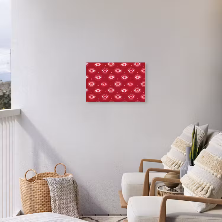 Ogen - Patroon - Roze - Donkerrood Tuinposter op houten frame 2 cm dik klein 845 -sfeer1
