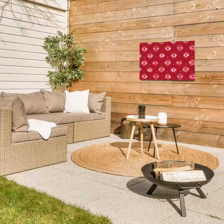 Ogen - Patroon - Roze - Donkerrood Tuinposter op houten frame 2 cm dik klein 845 -sfeer2