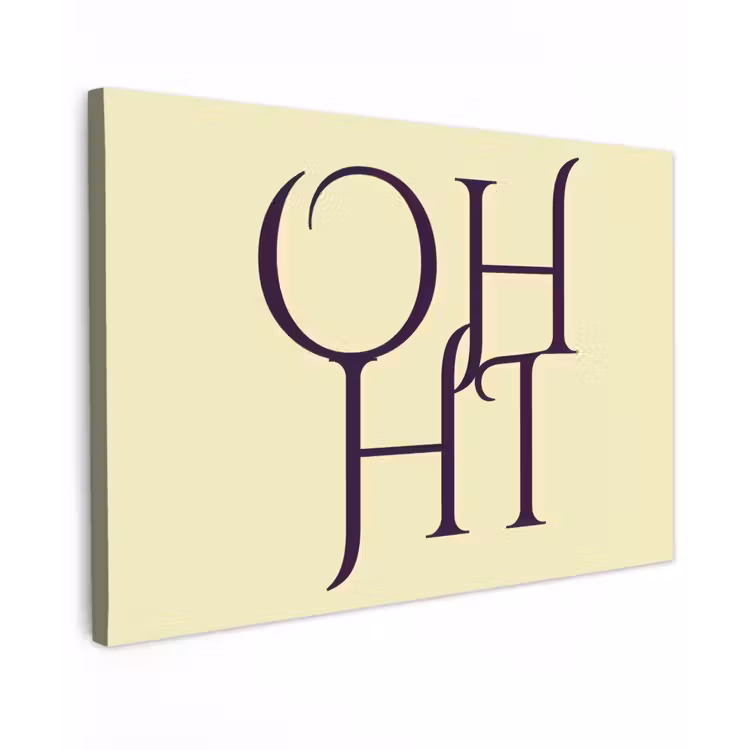 Oh hi - Geel - Monogram Tuinposter op houten frame 2 cm dik klein -3d