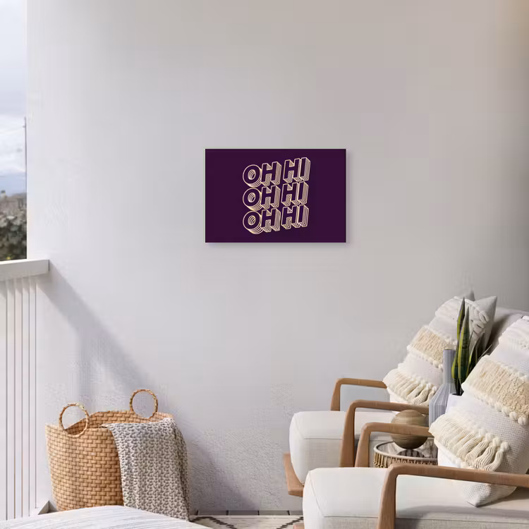 Oh hi - Paars - 3D Tuinposter op houten frame 2 cm dik klein -sfeer1