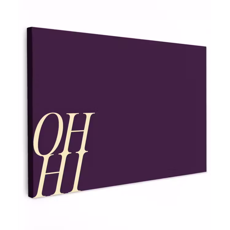 Oh hi - Paars - Cursief Tuinposter op houten frame 2 cm dik klein -3d