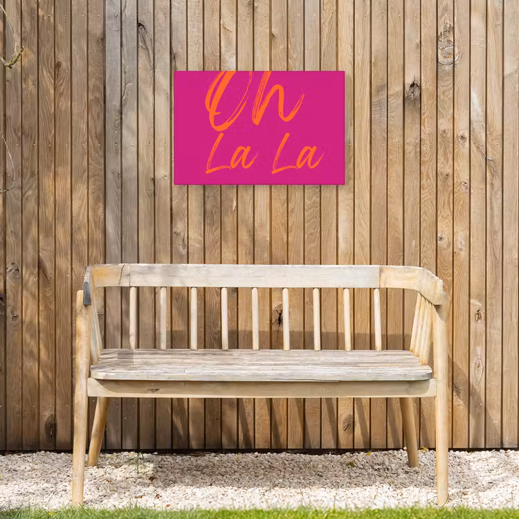 Oh la la - Oranje - Roze Tuinposter op houten frame 2 cm dik klein -sfeer4