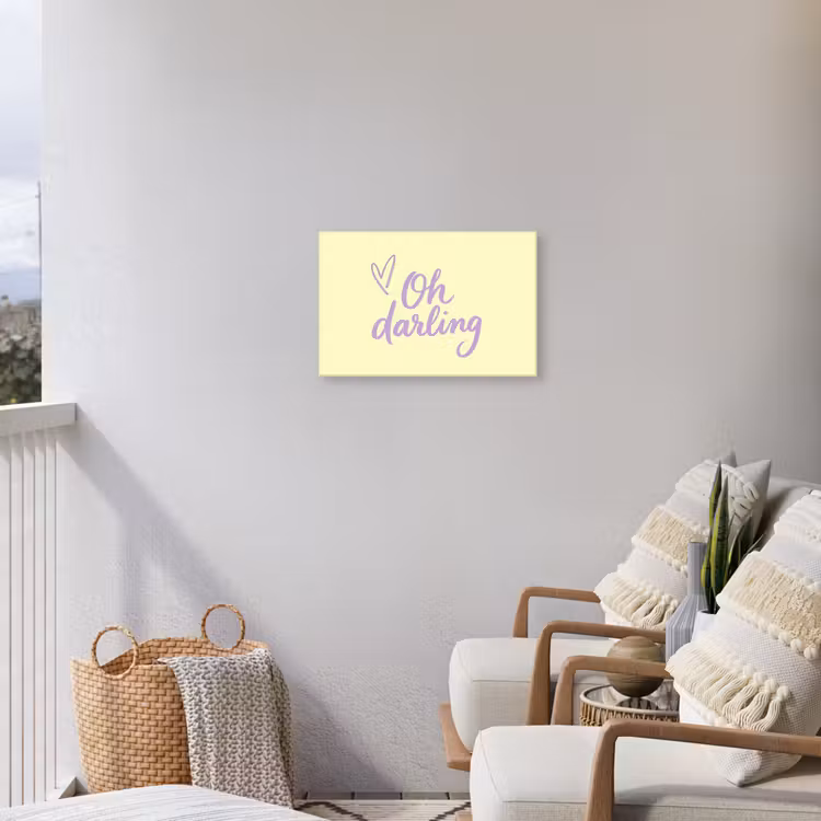 Oh darling - Geel - Hart Tuinposter op houten frame 2 cm dik klein -sfeer1