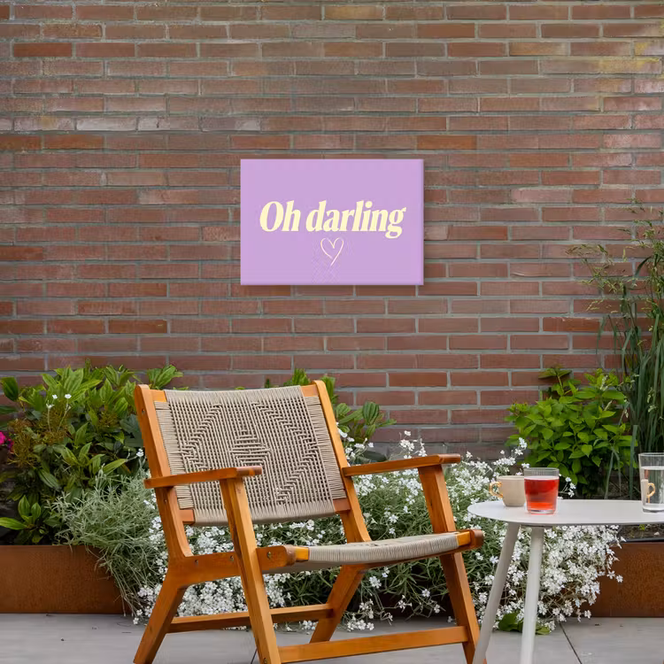 Oh darling - Hart - Paars Tuinposter op houten frame 2 cm dik klein -sfeer3