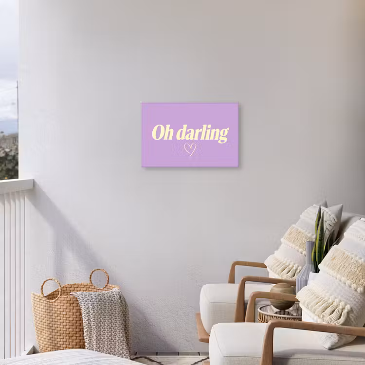 Oh darling - Hart - Paars Tuinposter op houten frame 2 cm dik klein -sfeer1
