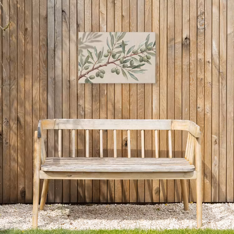 Olijftak - Bladeren - Natuur - Groen - Beige Tuinposter op houten frame 2 cm dik klein -sfeer4