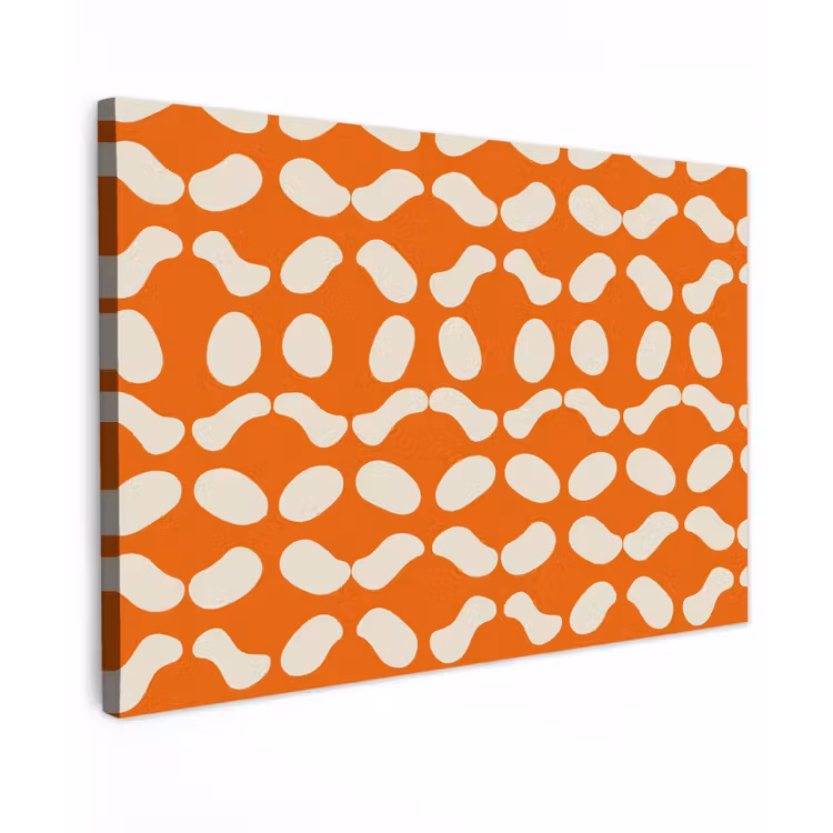 Oranje - Organische vormen - Wit Tuinposter op houten frame 2 cm dik klein 845 -3d