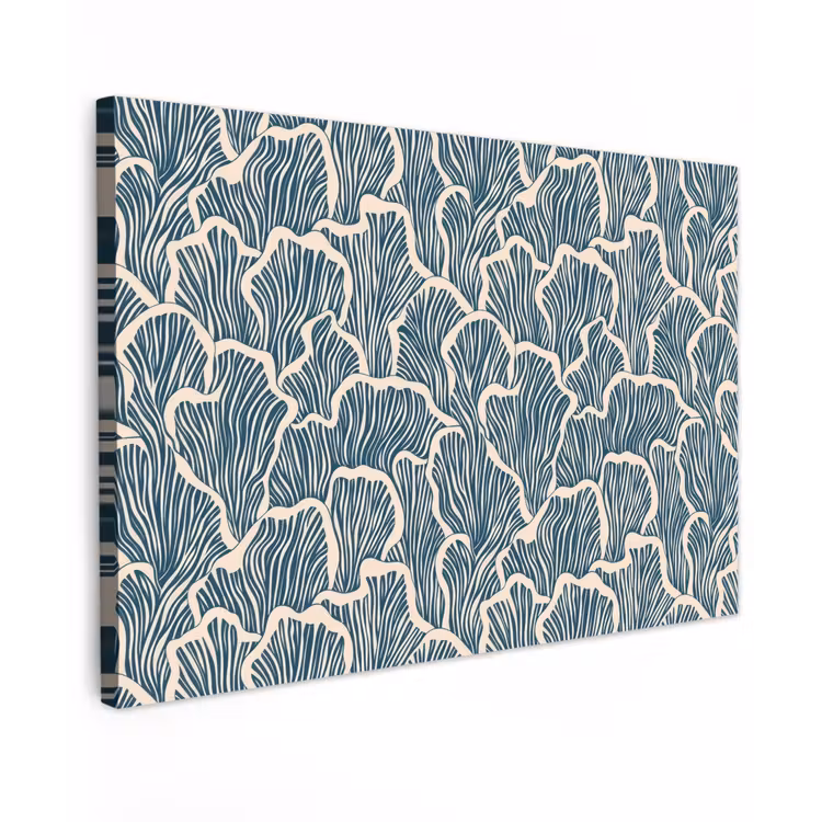 Organisch - Blauw - Crème - Schelpen Tuinposter op houten frame 2 cm dik klein 845 -3d