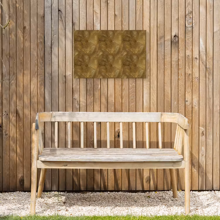 Organisch - Lijnen - Goud Tuinposter op houten frame 2 cm dik klein 845 -sfeer4