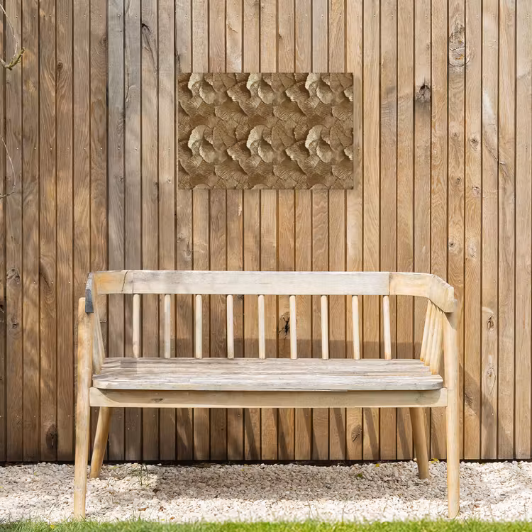 Organisch - Patroon - Bladeren - Goud Tuinposter op houten frame 2 cm dik klein 845 -sfeer4