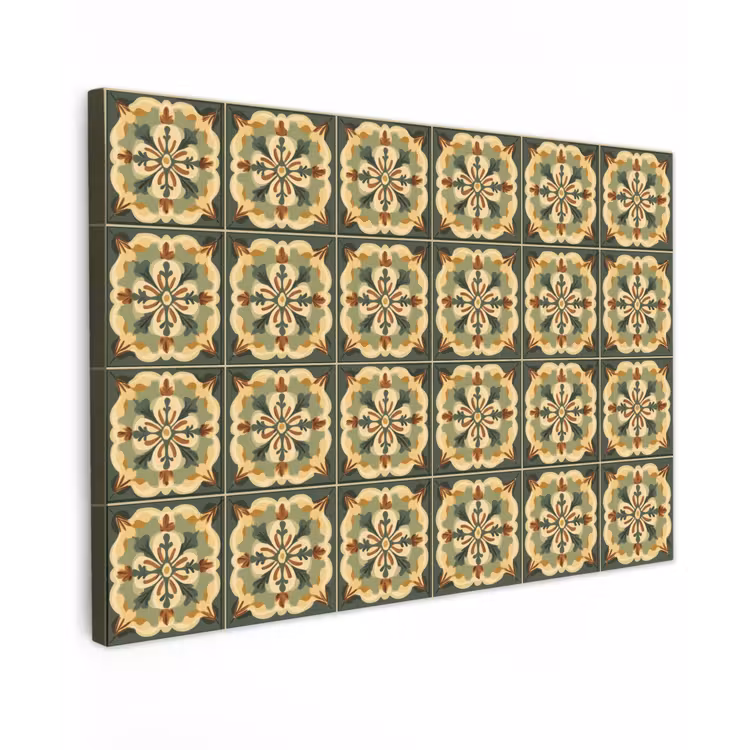 Ornament - Patroon - Groen Tuinposter op houten frame 2 cm dik klein 845 -3d
