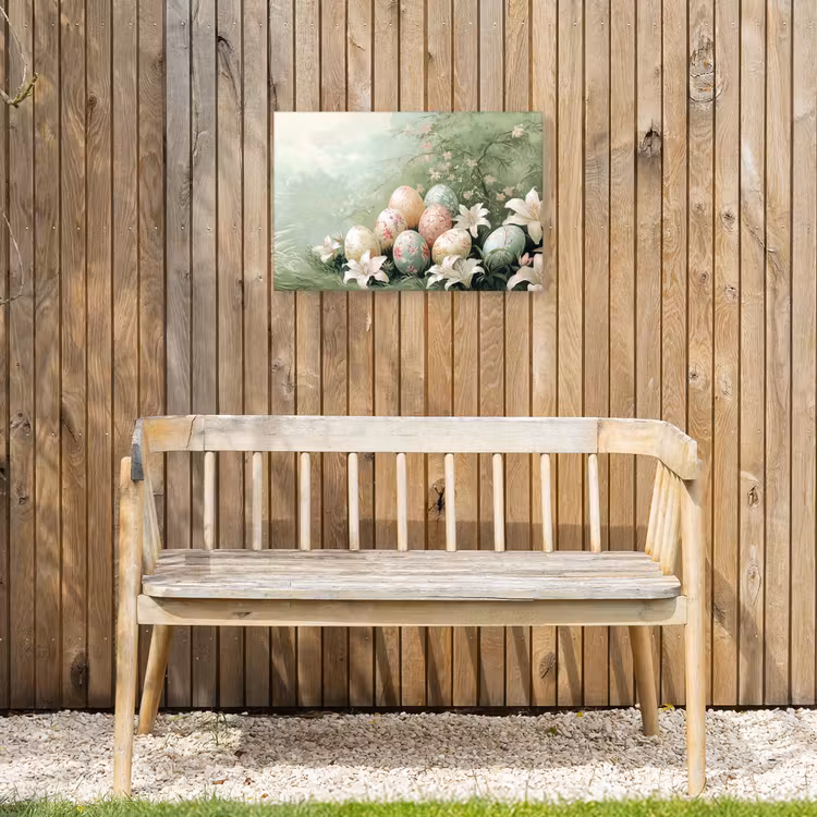 Paaseieren - Pasteltinten - Bloemen Tuinposter op houten frame 2 cm dik klein -sfeer4