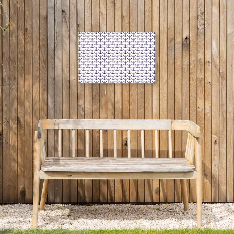 Oceaan - Anker - Blauw - Wit Tuinposter op houten frame 2 cm dik klein 845 -sfeer4