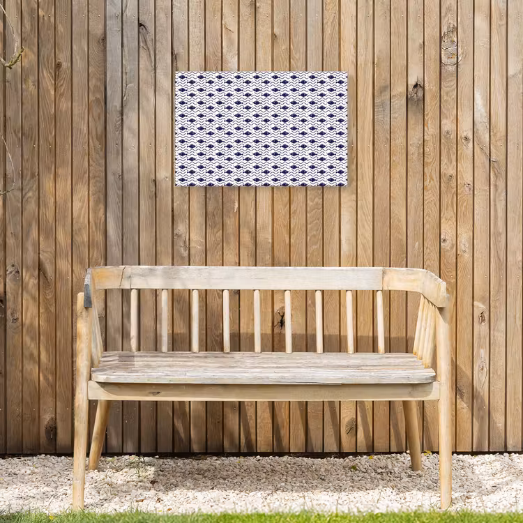Oceaan - Visachtig - Blauw - Wit Tuinposter op houten frame 2 cm dik klein 845 -sfeer4