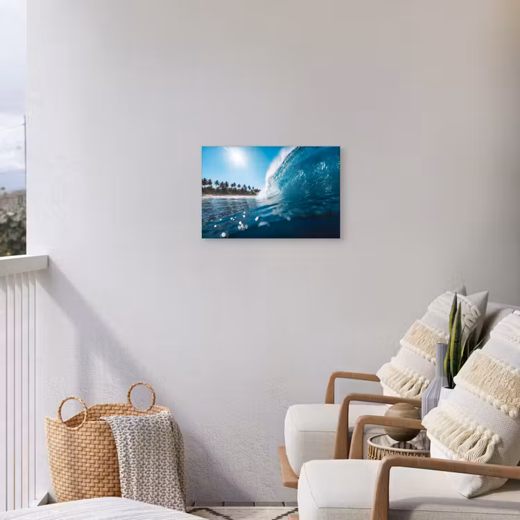 Oceaan - Golf - Strand - Natuur - Blauw Tuinposter op houten frame 2 cm dik klein -sfeer1