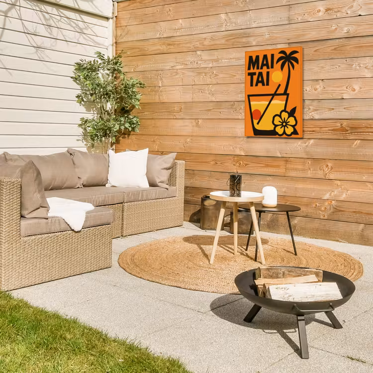 Palmboom - Bloem - Art - Drink Tuinposter op houten frame 2 cm dik klein -sfeer2