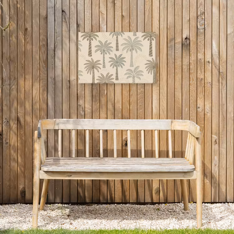 Palmbomen - Patroon - Tropisch - Beige Tuinposter op houten frame 2 cm dik klein -sfeer4
