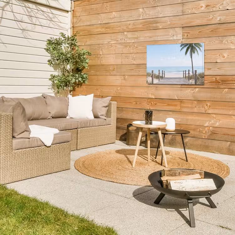 Palmbomen - Pad - Horizon Tuinposter op houten frame 2 cm dik klein -sfeer2