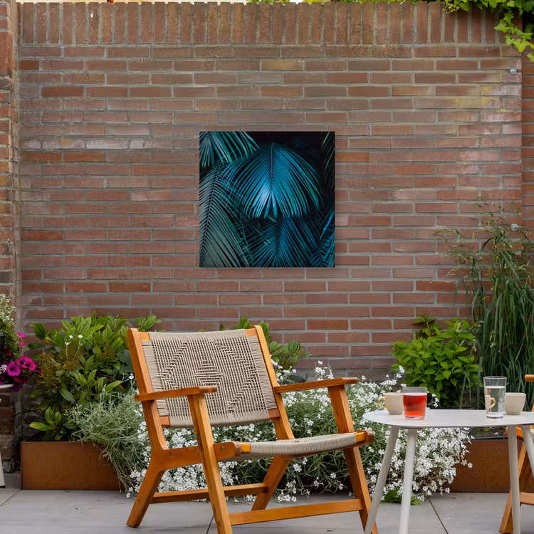 Palmblad - Tropisch - Natuur - Jungle Tuinposter op houten frame 2 cm dik klein -sfeer3