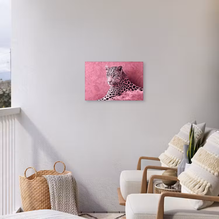 Panter - Luxe - Roze Tuinposter op houten frame 2 cm dik klein -sfeer1