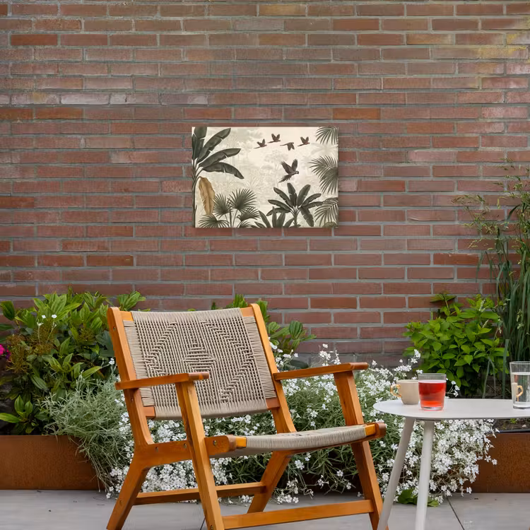 Papagaaien - Jungle - Tropisch - Green Tuinposter op houten frame 2 cm dik klein -sfeer3