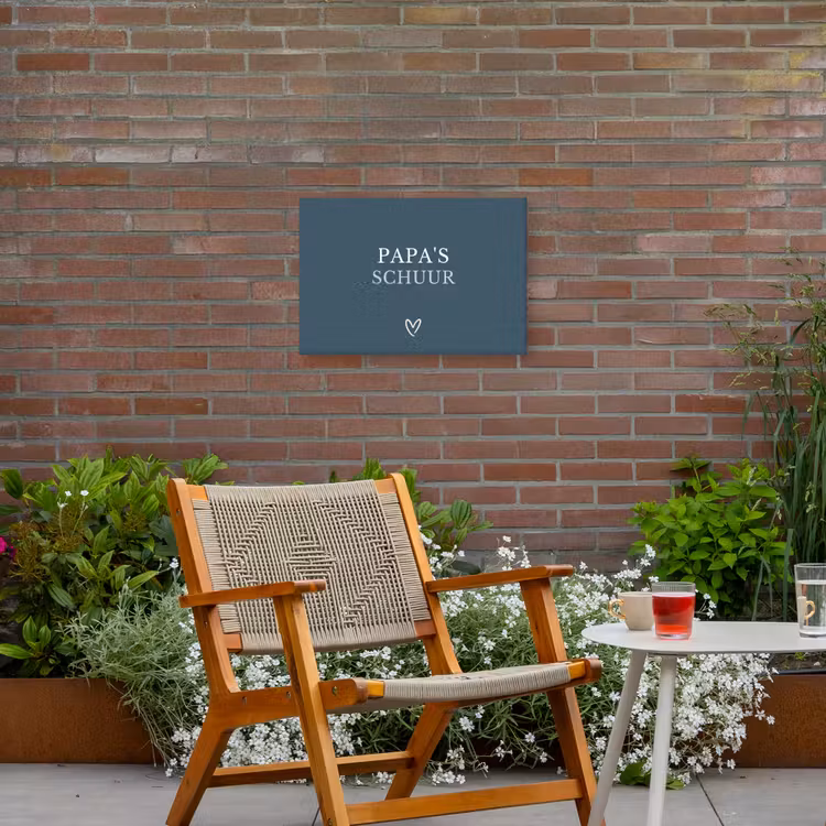 Papa's Schuur met Hart Tuinposter op houten frame 2 cm dik klein -sfeer3