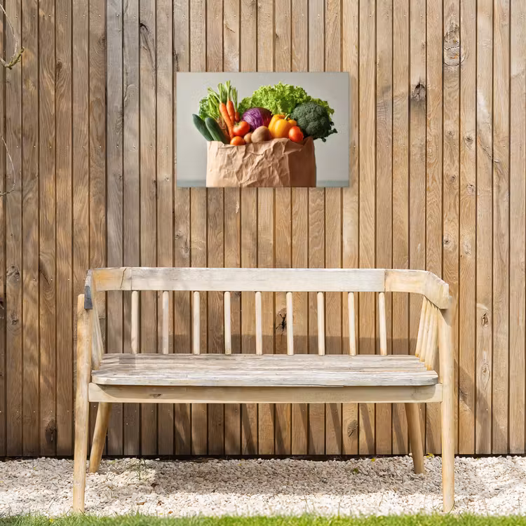 Papieren - Boodschappen - Groente - Kleurrijk Tuinposter op houten frame 2 cm dik klein -sfeer4