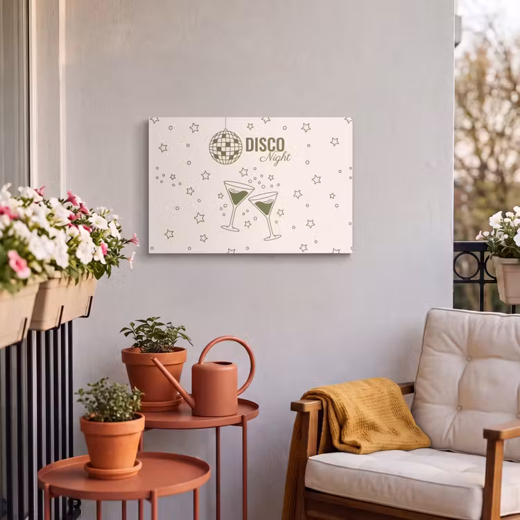 Feest - Disco - Drank - Illustratie - Groen Tuinposter op houten frame 2 cm dik klein -sfeer1