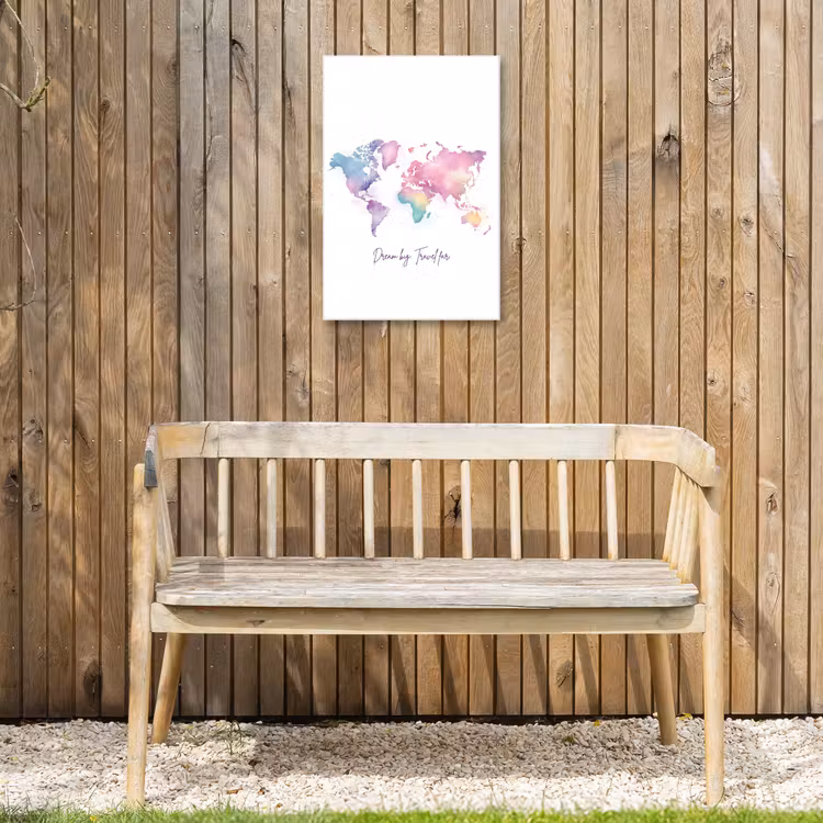 Pastel - Wereldkaart - Quote - Dream Tuinposter op houten frame 2 cm dik klein -sfeer4