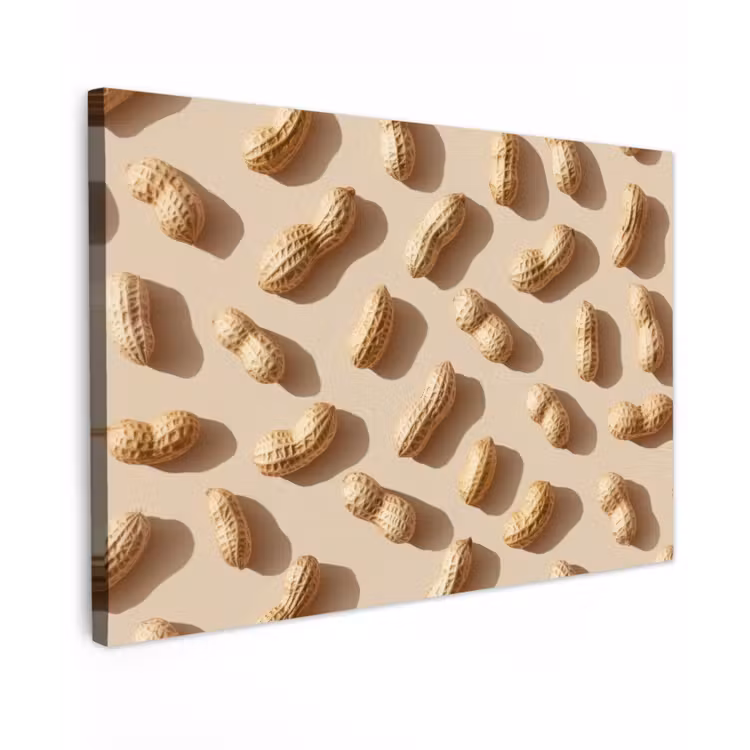 Pinda's - Patroon - Beige Tuinposter op houten frame 2 cm dik klein -3d