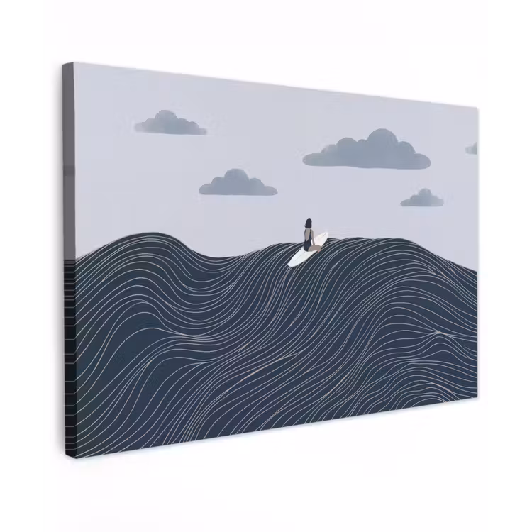 Persoon - Surfen - Oceaan - Natuur - Modern Tuinposter op houten frame 2 cm dik klein -3d