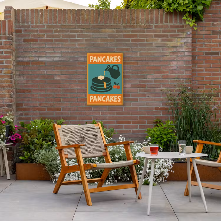 Pannenkoeken - Siroop - Illustratie - Oranje Tuinposter op houten frame 2 cm dik klein -sfeer3