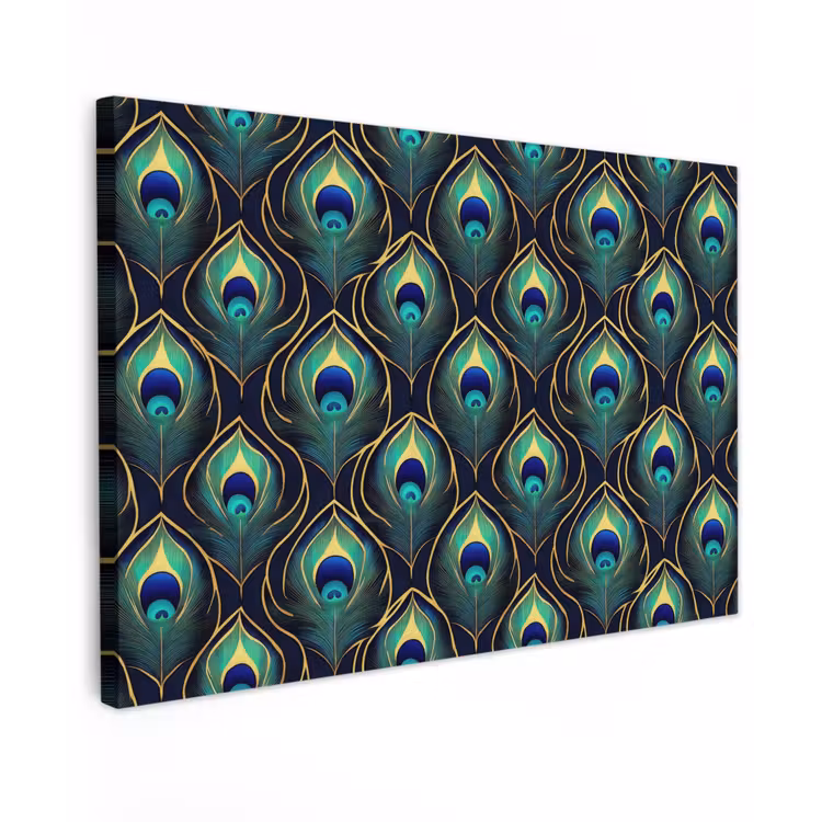 Pauw - Veren - Groen Tuinposter op houten frame 2 cm dik klein 845 -3d
