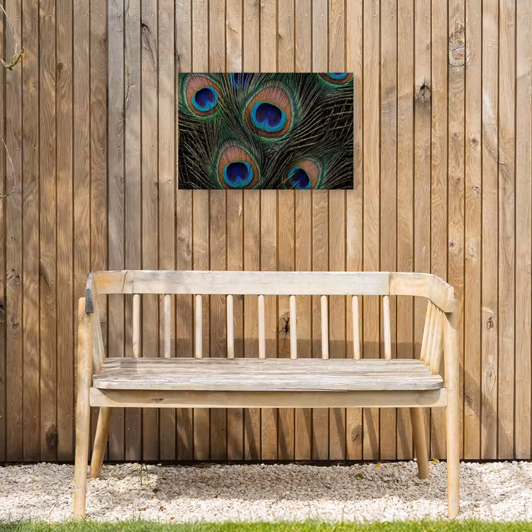 Pauwenveren - Klassiek - Groen Tuinposter op houten frame 2 cm dik klein -sfeer4