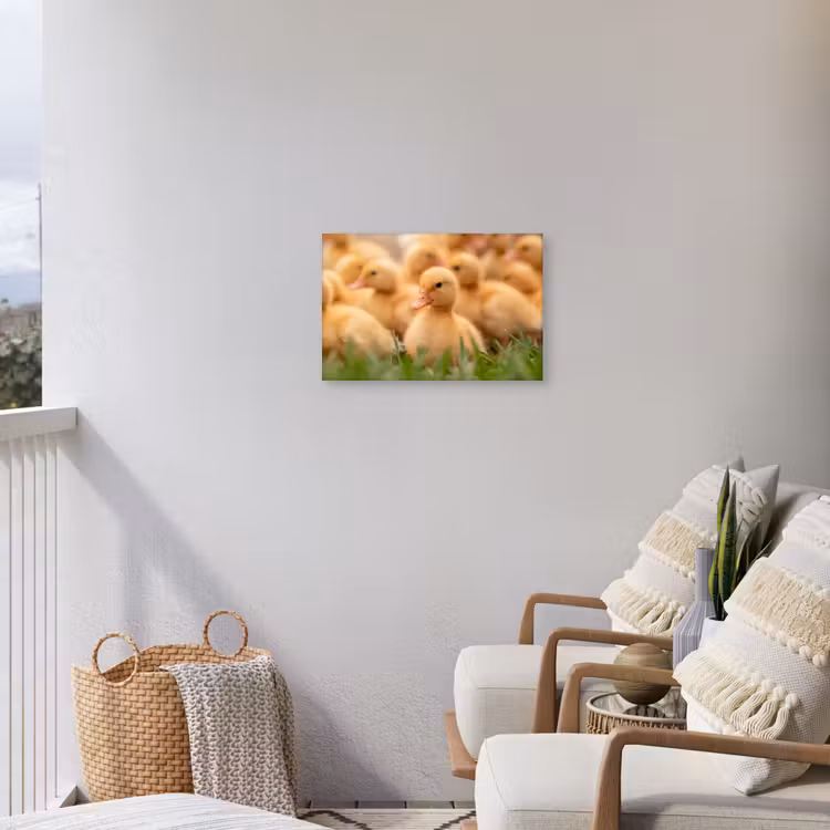 Pijltje - Eend - Natuur - Geel Tuinposter op houten frame 2 cm dik klein -sfeer1