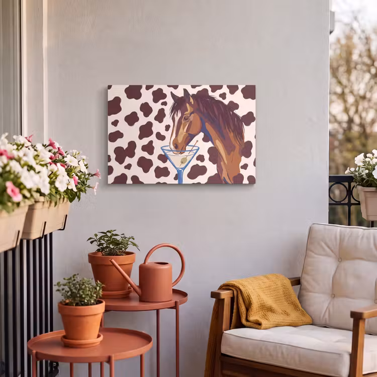 Paard - Martini - Dieren - Abstract - Bruin Tuinposter op houten frame 2 cm dik klein -sfeer1